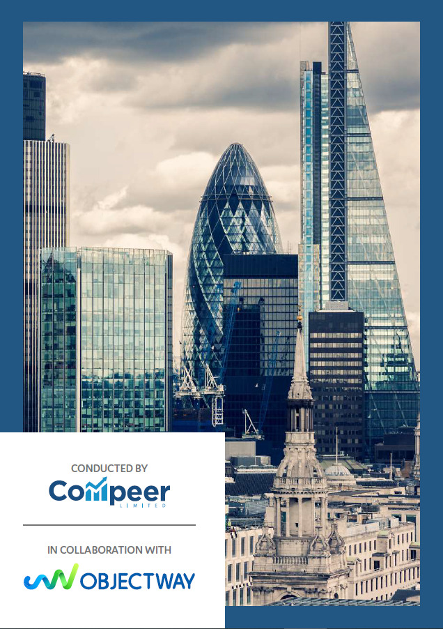 Objectway and Compeer Analyst Research Cover with London City background.